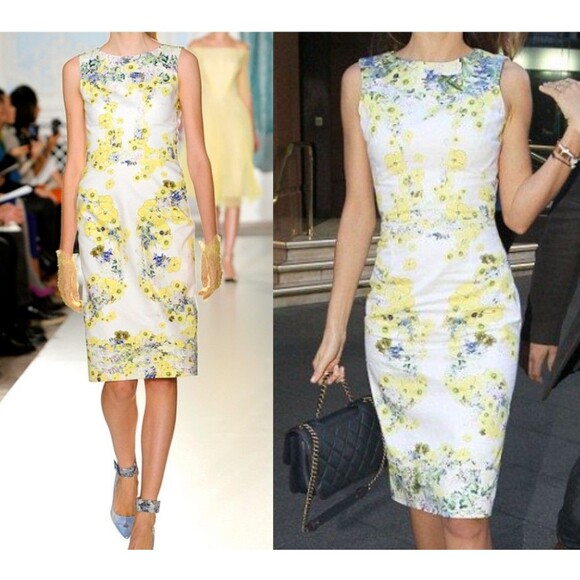 $1750 Erdem Runway Marlena Dress Miranda Kerr Floral Dress Sz 10 Yellow White - Picture 1 of 13